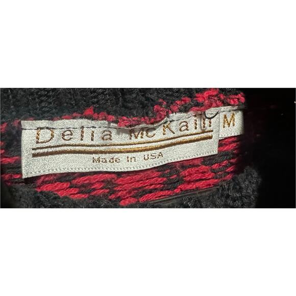 Vintage Delia Mckain Nordic Cotton Turtleneck Sweater Size M Padded Shoulders - Picture 4 of 7